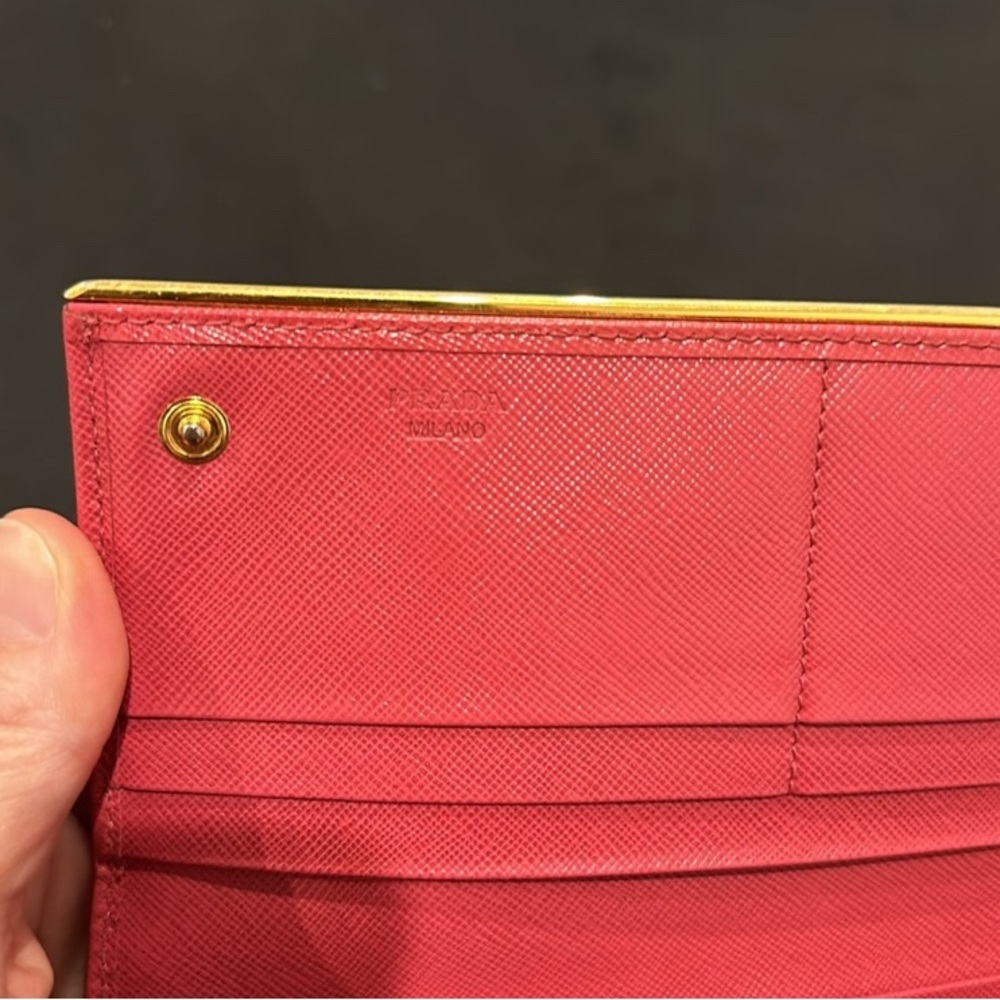 EUC Like New! Coral Pink/Peiona PRADA Saffiano Long Wallet - Picture 3 of 10